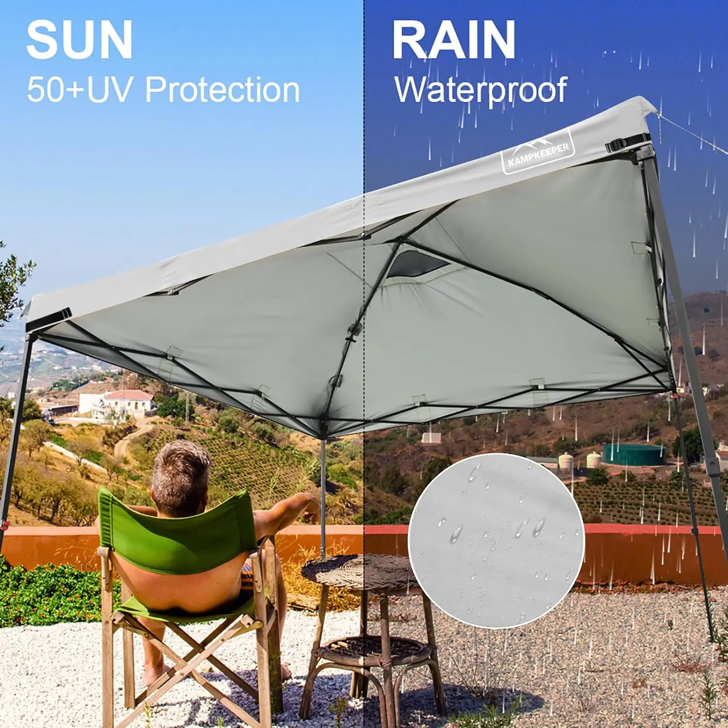 KAMPKEEPER 10x10 Pop Up Canopy Tent Top Replacement Cover Roof with Air Vent, Polyester UV 30 Waterproof for Outdoor Garden Patio Pavilion Sun Shade(Top Only) stingray tent popup camper