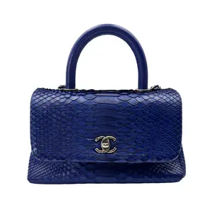 Pre-owned CHANEL Calfskin Shoulder Bags CoCo Handle Blue Python Shoulder Bag(22***22) CC1979