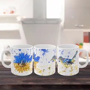 Ukraine Suower And Nightingale Mug, Support Ukraine, Ceramic Coffee Mug