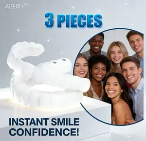[3PC] Universal Temporary Smile Solution Whitening Cosmetic Tooth Covering Snap on Veneers Smile Teeth Top and Bottom Clip in Veneers Teeth Adjustable  Bad Teeth Temporary Teeth Perfect Cover Reusable Easy Moldable Accessory