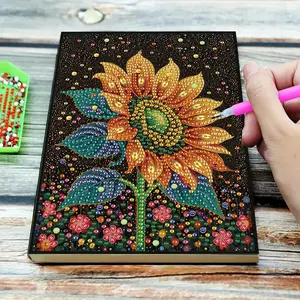 Sunflower Pattern DIY Diamond Arts Colorful Painting Notebook, 1 Set A5 Notebook with Tools, Creative Handmade Gift Set for Craft Lovers & Art Enthusiasts