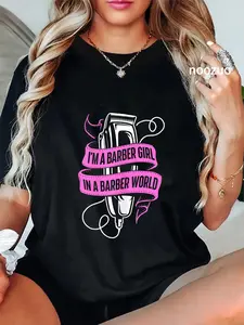 100% Cotton Barber Girl - Hairdresser Hair Stylist Hairstylist T-Shirt