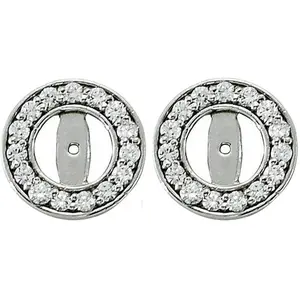 1/2ct Halo Round Diamond Studs Earring Jackets 14K White Gold (3.5-4mm)