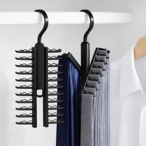 Tie Hanger for Men – 2 Pack Space-Saving Tie Organizer for Closet – Durable Plastic Scarf & Belt Hanger – 20-Tie Capacity Rack, Black – Closet Organizer for Ties, Scarves & Accessories