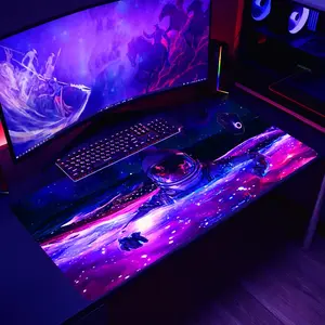 Astronaut Pattern Mouse Pad, 1 Count Thickened & Fluorescent Gaming Mouse Pad with Non-slip Rubber Base, Keyboard Mat for Home Office