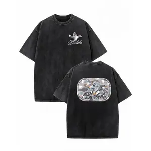Burleb Camo Duck Est 2015 Hunting Wash Cotton Vintage Distressed Oversized Graphic Tee Men's Short Sleeve Pure Cotton T-Shirt Loose Fit, Retro Outdoor Streetwear Vintage Casual Hunting Aesthetic Baggy, 100% Cotton