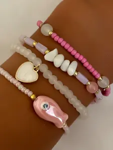 Women's Ceramic Fish Bracelet Set with Beads, Boho Style Bangles, Perfect for Daily Wear & Friendship Jewelry, Ideal Gift for Women