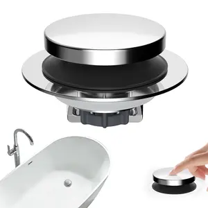 3 in 1 Metal Bathtub Drain Stopper, Universal Pop Up Tub Stopper, Bathtub Drain Hair Catcher, Removable Filter Basket, Drain Plug for 1.5''~2.4'' Drain, Brass Bullet Core, Matte Black