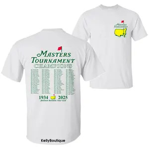 2025 Masters Tournament Augusta National Golf Club 91 Years (1934-2025) Champions Updated Rory McIlroy Unisex Cotton T-shirt for Men for Women