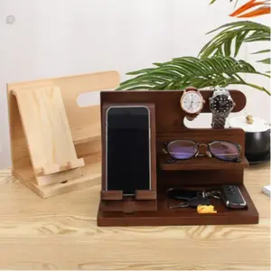 Wooden Desk Organizer, 1 Count Desk Storage Rack, Desk Organizer for Home Office, Desk Storage Rack for Phone, Watch, Key, Pen, Desk Accessories, Desk Organizer Tidy