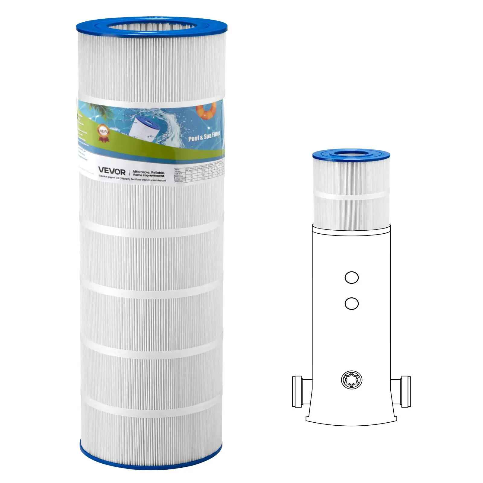 【SummerFinds】VEVOR Pool Filter Cartridge, 150 Sq. Ft Spa Hot Tub Filter Cartridge Replacement, Compatible with Pentair R173216, Pleatco PAP150, Secure for Kids & Pet, Trilobal Pleated, Easy to Clean
