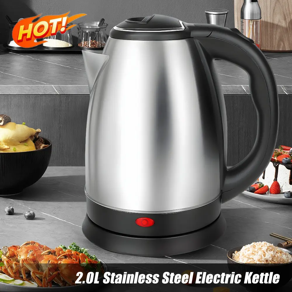 2.0L Electric Kettle, 110V 1000W Fast Boiling Water Heater, One-Touch Open Lid, Leak-Proof Spout & Ergonomic Comfort Grip Handle, Perfect for Home, Office & Dorm, Includes Power Cord