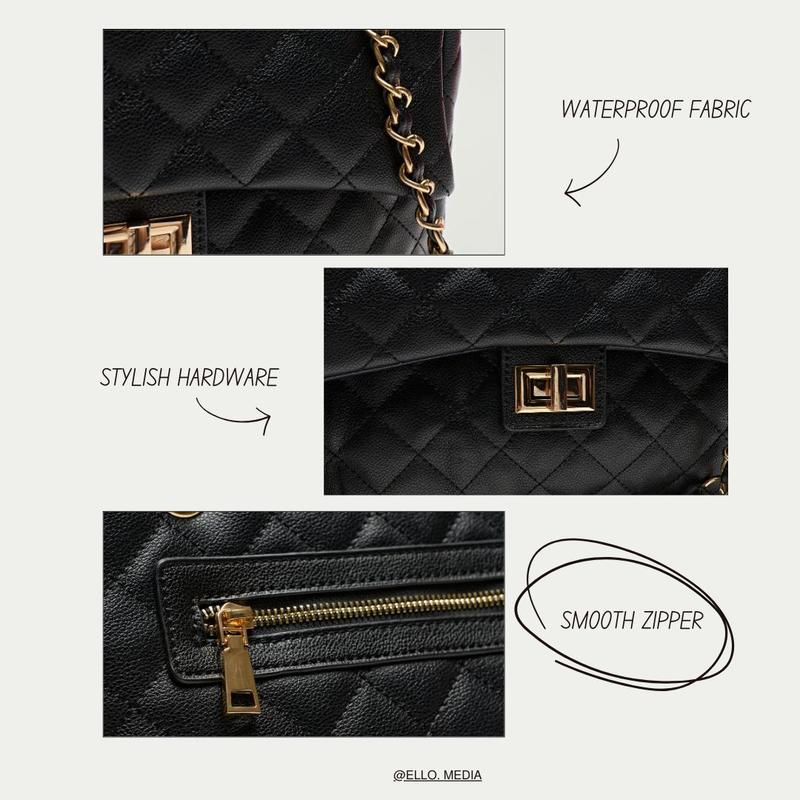 Shirley Women's Quilted Chain Crossbody Tote Bag – Affordable Vegan Leather, Classic Flap Shoulder Bag for School and Work – Stylish Everyday Tote, Perfect Gift for Women in Multiple Colors