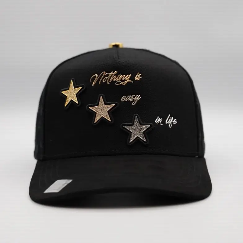 Nothing is Easy Hat Bigg Boss with Gold Stars and Inspirational Quote in Life