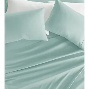 Double-Brushed Microfiber Queen Sheet 4 – Oeko-TEX Certified Ultra  Wrinkle-Free - 16" Deep Pocket - Easy Care Queen Size - Aqua