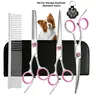 Professional Stainless Steel 5-in-1 Dog Grooming Scissors Set - Ergonomically Designed Grooming Products with Fur Storage Keychain, Safe, Durable, Precise Trimming Pet Hair Cutting Tools for Dogs