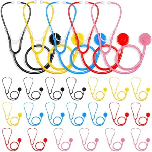 20 Pcs Kids Real Working Plastic Stethoscope Toy for Girls Boys Role Play Doctor Nurse Accessories Costume School Career Day Cosplay Multicolors