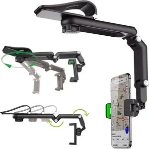 Rotatable and Extensible Car Phone Holder, Car Mount Smartphone, New 1080° Multi-Functional Sunshade Universal 360 Degree Rotating Mobile Stand, Car Cellphone Mount, Car Accessory