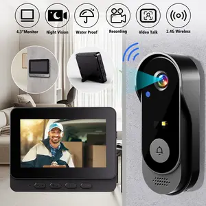 Wireless Smart Video Doorbell with 4.3 Inch Color Screen, Night Vision, Waterproof Design, Long Battery Life, Supports Video Call & Two-Way Audio