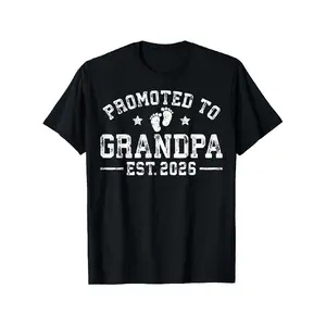 Promoted to Grandpa Est.2026 Grandparents Announcement T-Shirt, Unisex - Fall Winter, Halloween, Christmas, Thanksgiving Day, Veterans Day Graduation Season Gifts for Parents, Friends, Family And Coworkers(Only Shirt) Graphic Graphic Tees