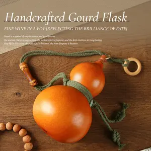 Handcrafted Gourd Whiskey Flask Bottle with Traditional Lacquer Finish for Camping Hiking Travel Natural Drinking Flask