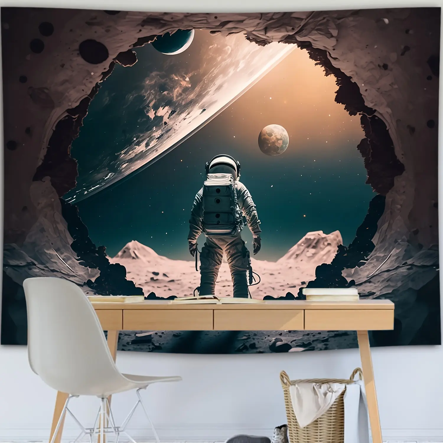 Astronaut & Earth for Galaxy Tapestry - Funny Space Art Wall Hanging for Dorm, Bedroom, and Party Decor by RipLox, Space Room Decor, Perfect for Room Decor
