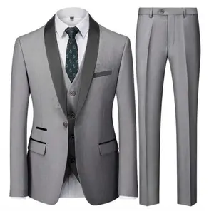 Men’s 3-Piece Elegant Solid Suit – Single-Breasted Slim-Fit Blazer + Waistcoat (Vest) + Trousers