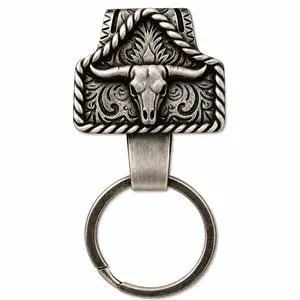 Handmade Western Copper Cow Tag Keychain Holder, Upgraded Large Belt Key Holder, Texas-Inspired Keychain for Men, Bags, Keys & Gifts