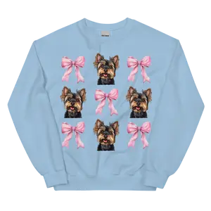 yorkie with pink bows dog sweatshirt