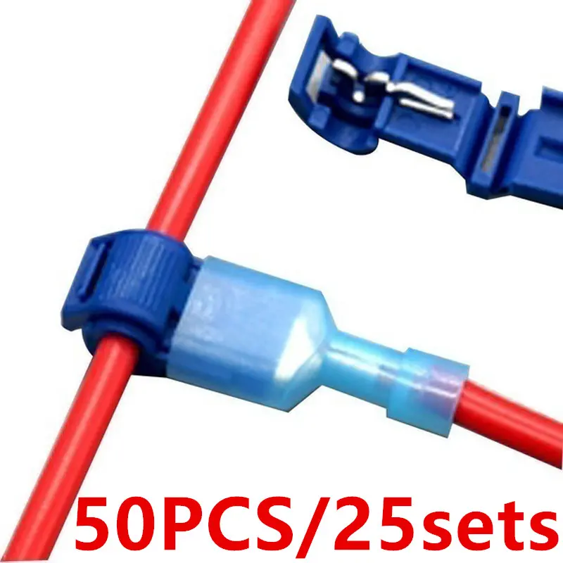 50pcs/25set Quick Electronic Connectors, Curled Wire Terminals, Fast Wire Terminal Connectors, Insulated Negative Wire Terminals, Quick Snap Connector, Plastic Connectors