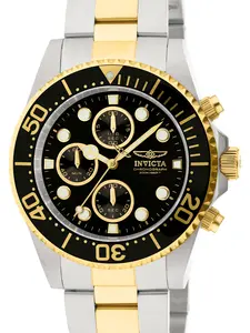 Invicta Men's Pro Diver Chronograph Watch — Two-Tone Steel and Gold — 43mm Black Dial Dive Watch, 200M Water Resistant — Authentic, New in Box