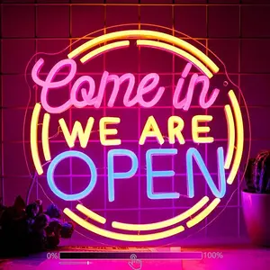 Come in We Are Open Neon Sign for Wall Decor, 12.6×12.6IN, Neon Lights for Bedroom Led Business Signs, Neon Light Led for Man Cave Bar Pub Restaurant, Halloween