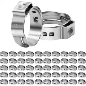 50 Pack 3/4 Inch PEX Cinch Clamps, Stainless Steel Single Ear Hose Clamps, for PEX Pipe