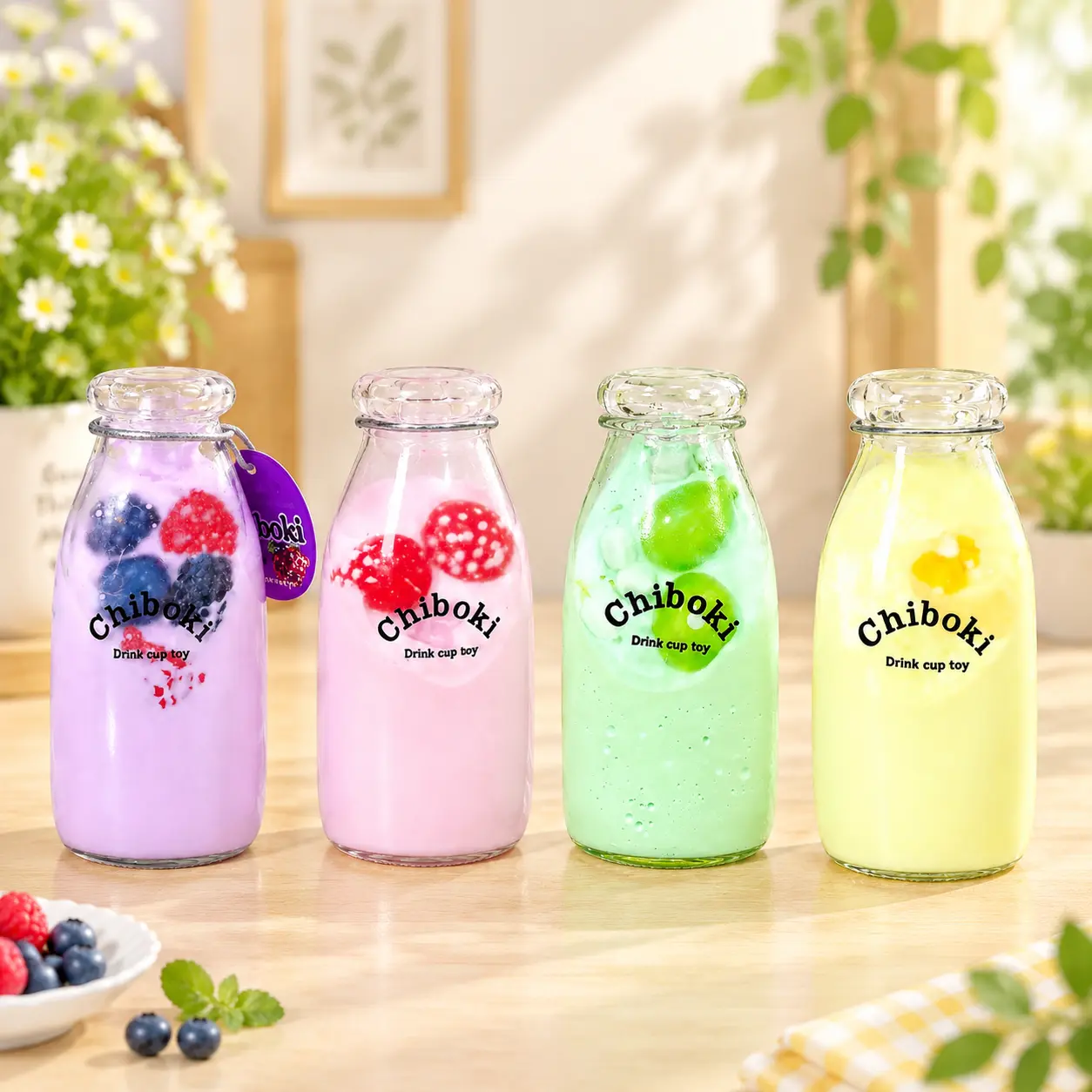 Chiboki Milk Bottle Squishy Toy, Slow Rising Squeeze Fidget Toy, Soft Sensory Stress Relief Toy, Novelty Gift for Kids & Adults