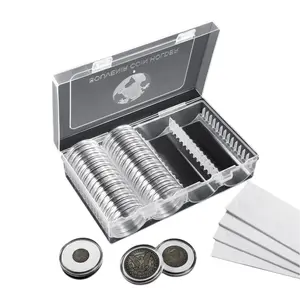 41 mm Coin Holder, 60 Pieces Silver Dollar Coin Capsules with Foam Gasket, Professional Coin Storage Case Box for Coin Collection Gift Organiser