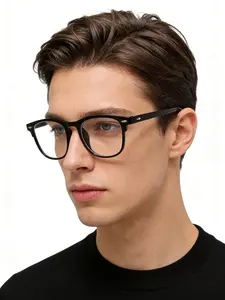 Unisex Transparent Eyeglasses, Classic Rivet Design, Blue Light Blocking, Indoor Computer Reading/game/watching TV/mobile Use, Outdoor Summer Vacation
