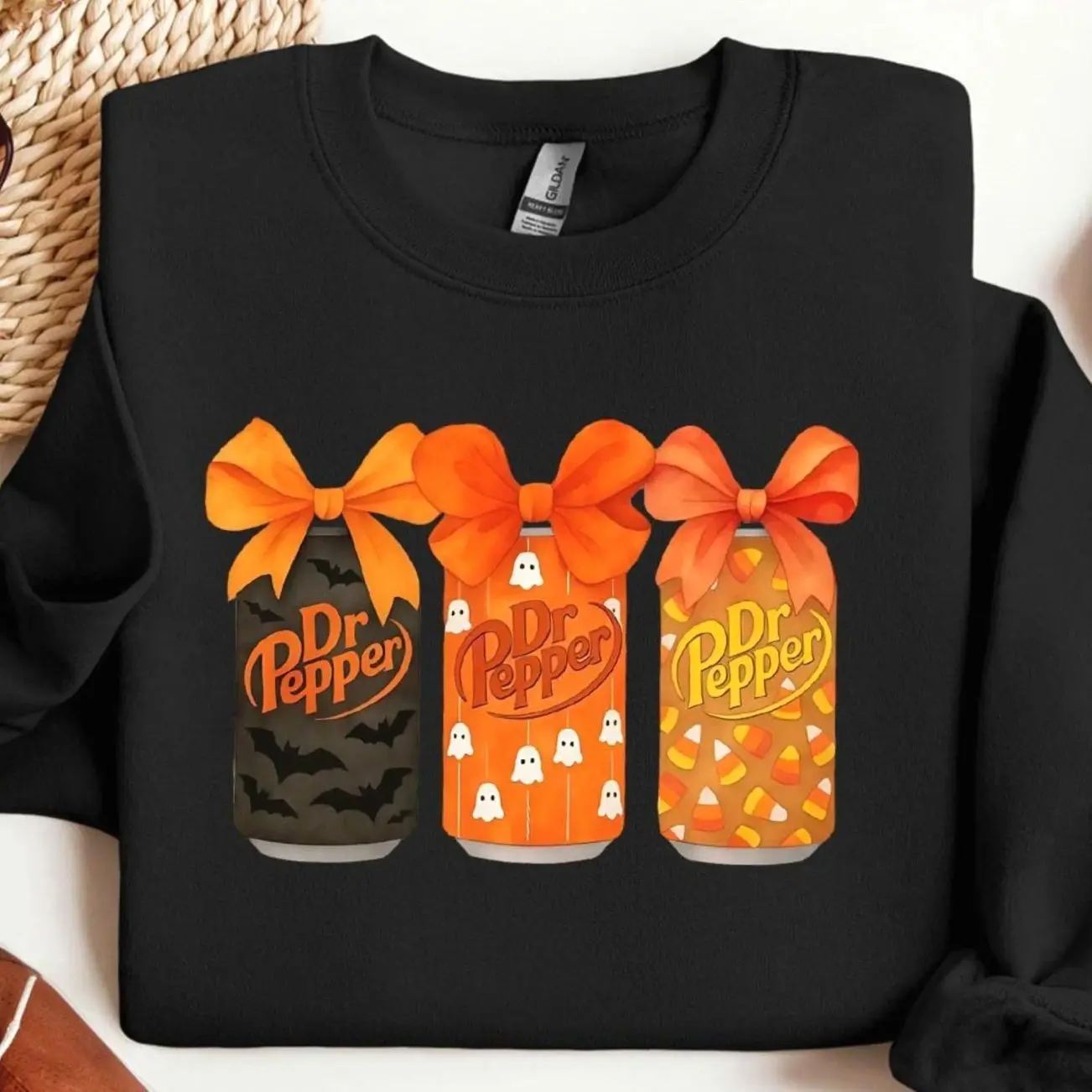 Dr Pepper Halloween Sweatshirt Spooky Soda Graphic Crewneck Women's Unisex Soft 100% Cotton Cozy Pullover for All Seasons
