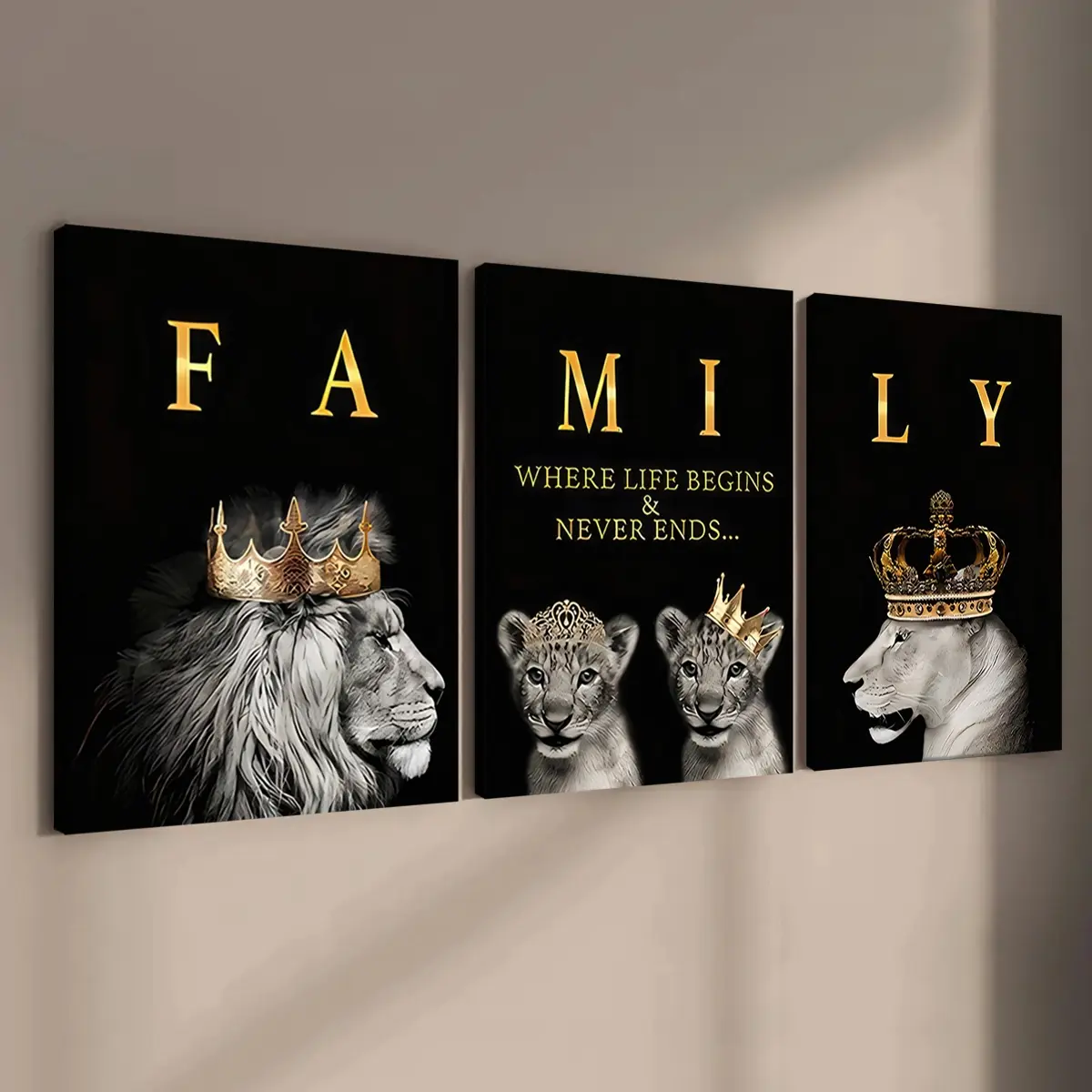 3 Count Wooden Frame Canvas, Family Letter Poster, Living Room Decoration, Modern Art, Hallway Mural, High Definition, Waterproof, Modern Home Decor, Art Work For Wall Decor, Art Wall Decoration, Hanging Wall Art, Letter Pattern Printed, Decoration Items