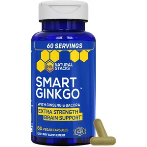 Ginkgo Biloba Brain Supplement Memory Focus Support With Panax Ginseng Bacopa Monnieri 60 Capsules