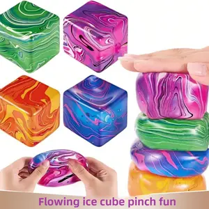4Packs,stretchable stress relief, Marble Ice Cube Squishy, Maltose Texture Fidget Toy for Anxiety Relief