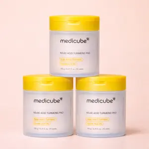 Mild Brightening Exfoliating Pads – Medicube Kojic Acid Turmeric Pad with 3% Glycolic Acid, Low-Irritant Formula for Sensitive Skin