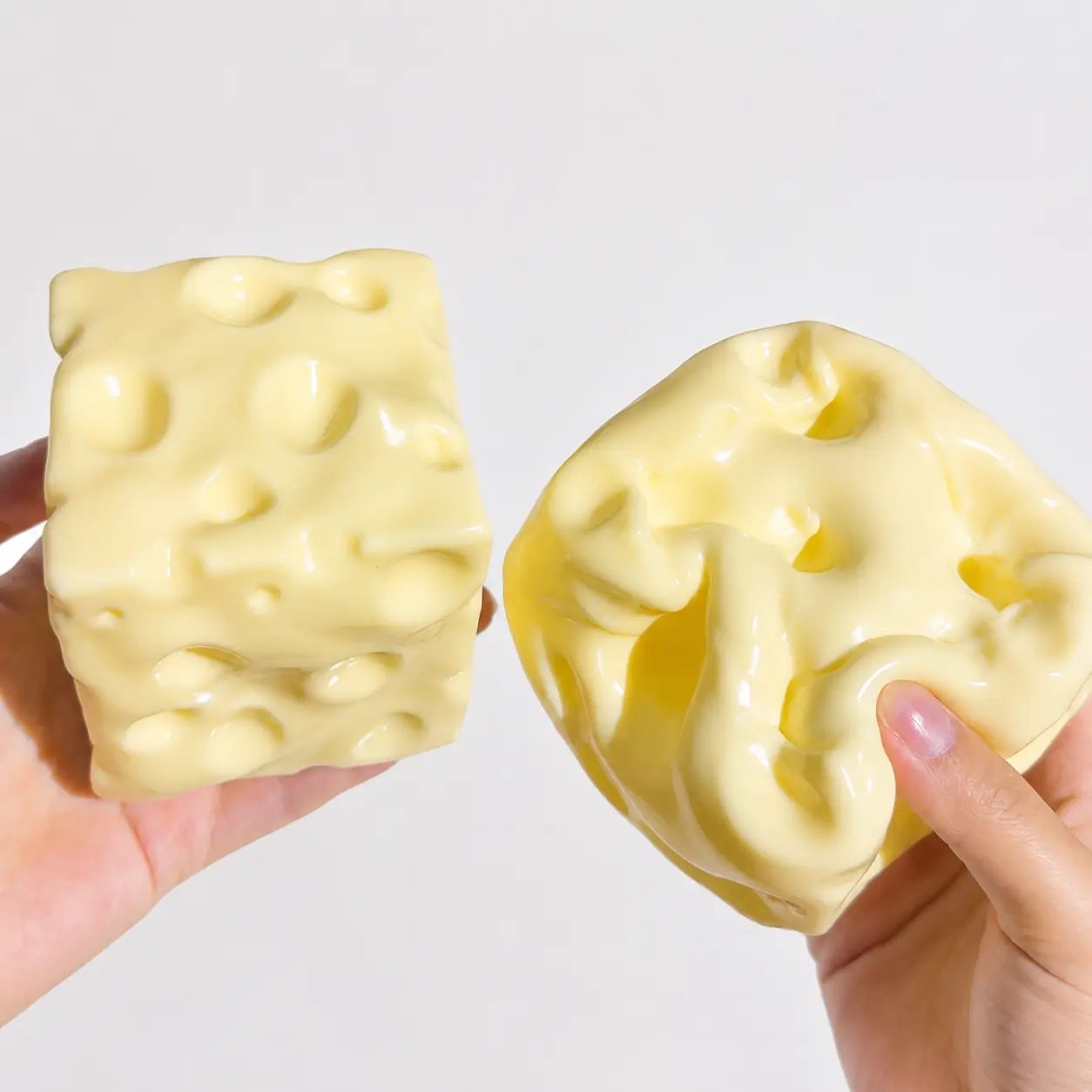 Cheese Squishy Silicone Squishies Toy, Petroleum Jelly-Filled Stress Reliever, Buttery-Smooth Desktop Ornament for Adults, Portable Office Decompression Decor, Ideal Party Favor, Squishies Toys