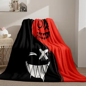 1pcs Devil Mask-Themed Flannel Blanket, Digital Print, Nap Blanket,Soft Bed, Office Blanket, Suitable For All Seasons, Gift For Family Friends
