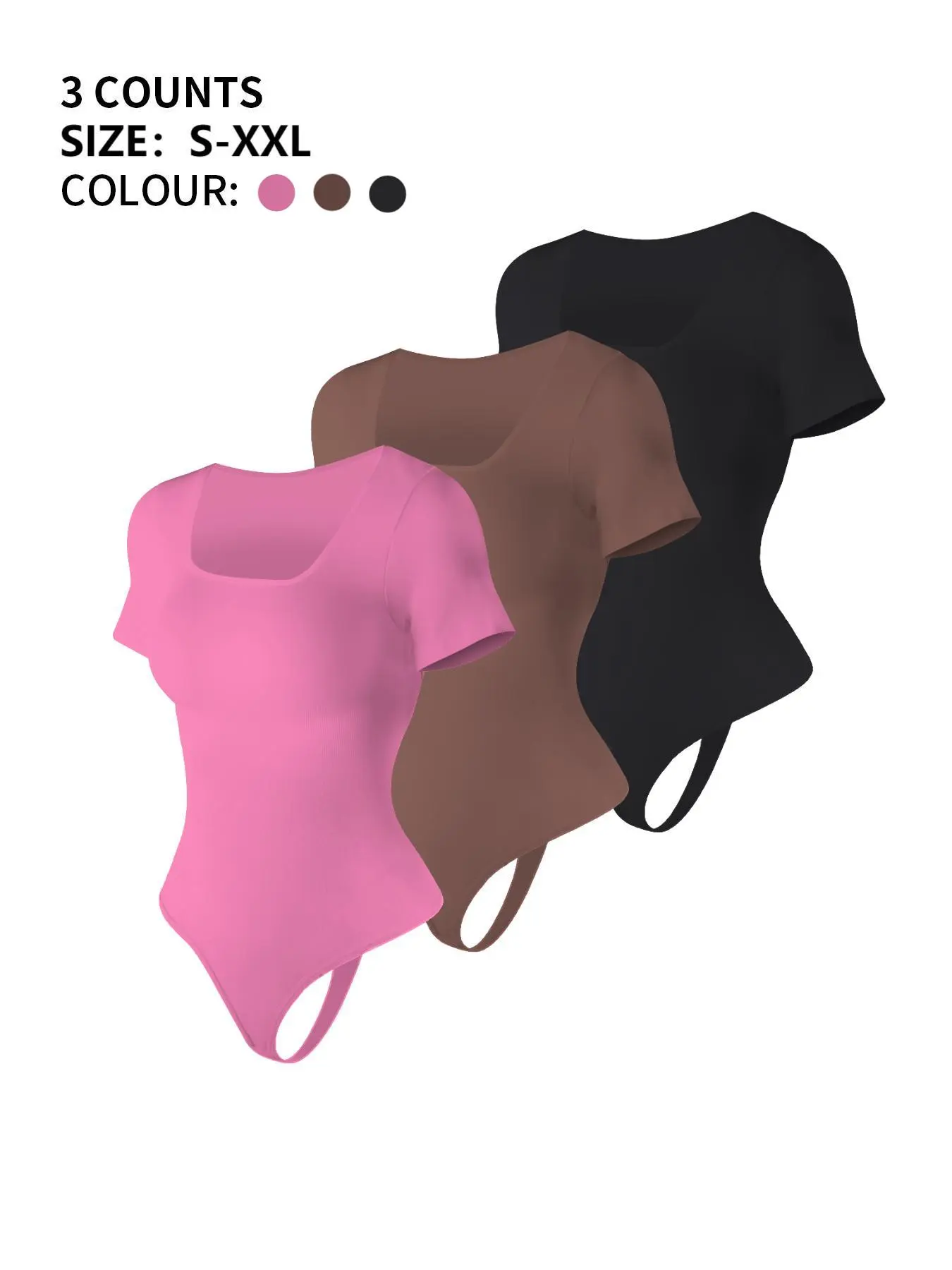 Women's Seamless Short Sleeve Bodysuit, Square Neck Slimming Body Shaper Girdle, Fitted One-Piece Top, Basic Trendy Minimalist European & American Style, Smooth High Compression Shapewear, Belly Control Bodysuit, Everyday Wear Shapewear, Fitted Bodysuits