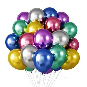 50 Colorful Party Balloons, Chrome Metal Helium Balloons for Birthday Decorations, Wedding Arch Decoration, Christmas Party Supplies
