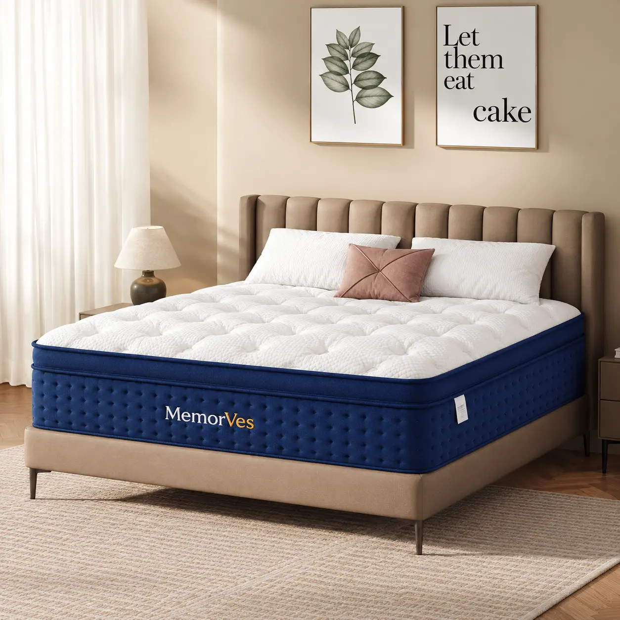 MemorVes 12/14 Inch Twin/Full//Queen/King/California King , Fiberglass-Free Hybrid Mattress in a Box, Memory Foam & Pocket Spring, Pressure Relief, Motion Isolation, Zoned Back Support, Breathable Knit Cover, Soft Comfortable Black Mattress High Qu,family