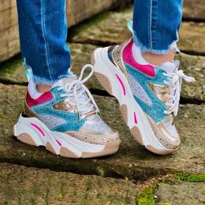 Traviezos Comfortable Memory Foam Sneakers with Vibrant Pink and Teal Accents for Everyday Wear Closed Runner Footwear Training Casual Running Athletic Trainer Girl