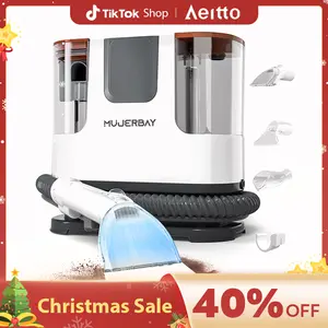 Upholstery Carpet Cleaner, MUJERBAY 12Kpa Portable Spot and Stain Cleaner, Easy Move with Universal Wheels & Handle, 1.18-inch Deep Cleaning Machine for Couch, Stairs, Car and Pet Messes. Red