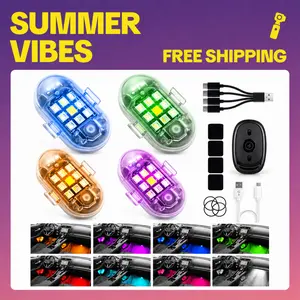 Magnetic Wireless LED Car Interior Lights, RGB Rechargeable Ambient Lighting with Remote, 12H Battery Life, Strobe Feature, Mini Decorative Lamp for Car, Truck, Motorcycle, Bike #SummerVibes
