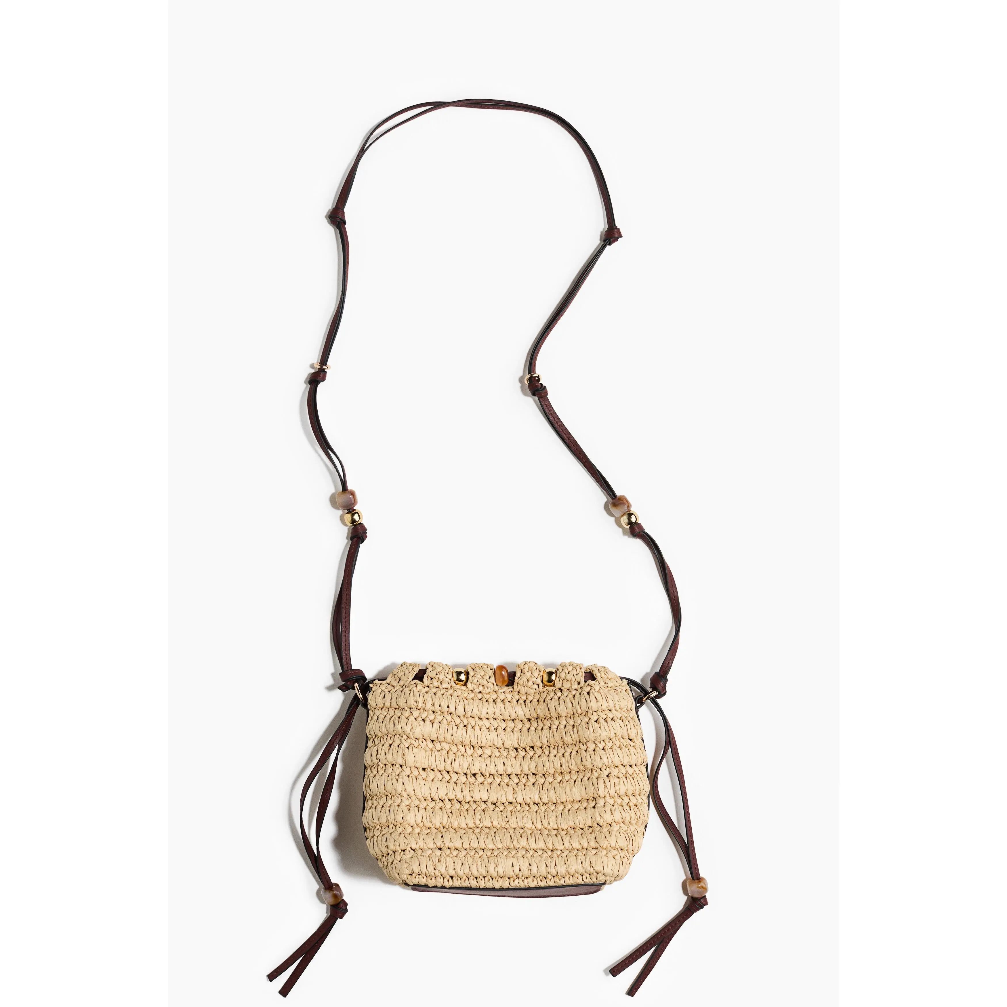 H&M Bead-detail straw crossbody bag